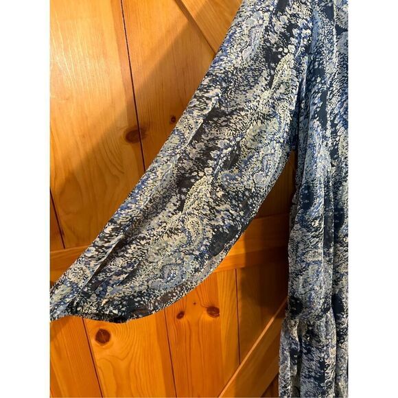 Joie XXL Parisian Paisley Blue Printed Midi Dress Tiered Flowy (4823) - Picture 3 of 6